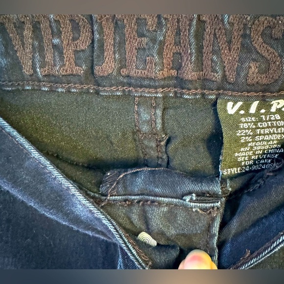 V.I.P. Unisex Dark Blue Cargo Jeans with utility pockets size 7-8. Front snap - Picture 2 of 9